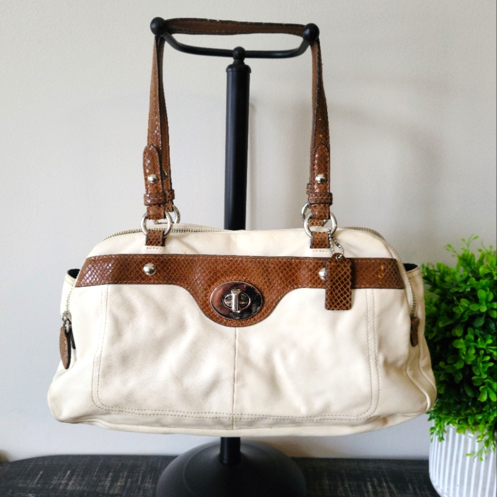 Coach Vintage Leather & Snakeskin Penelope Satchel